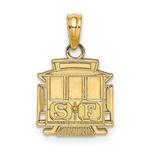 14k Yellow Gold Small Travel Polished SF Cable Car Charm